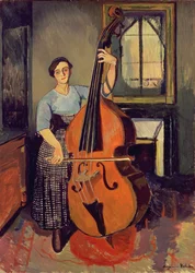 Nainen kontrabasson kanssa, 1908